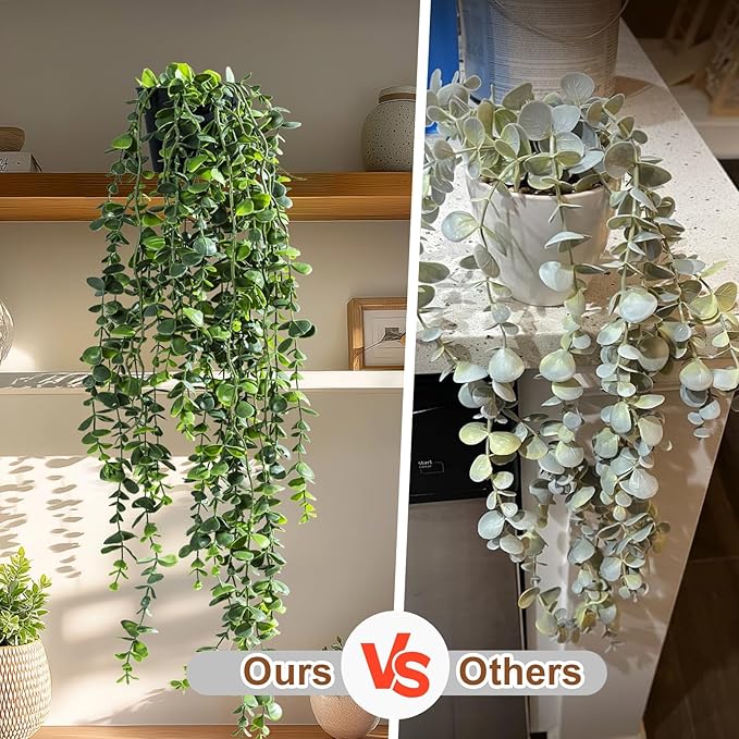 Artificial Hanging Plant 2 Pcs Faux Plant Ivy Vine Faux Eucalyptus Vines Fake - Image 3