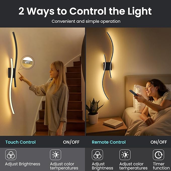 Battery Operated Wall Sconces Set of Two, 10000mAh Rechargeable Modern Wall - Image 5