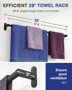 Powools Matte Black Towel Rack for Bathroom - Image 2
