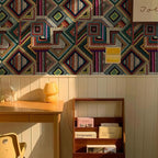 Retro Textured Peel and Stick Wallpaper Geometric Patchwork color Mosaic - Image 3