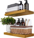 BGMG Wood Floating Shelves for Wall 16 inch Set of 2, Rustic Wooden Wall Mount by BGMG