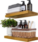 BGMG Wood Floating Shelves for Wall 18 inch Set of 2, Rustic Wooden Wall Mount by BGMG