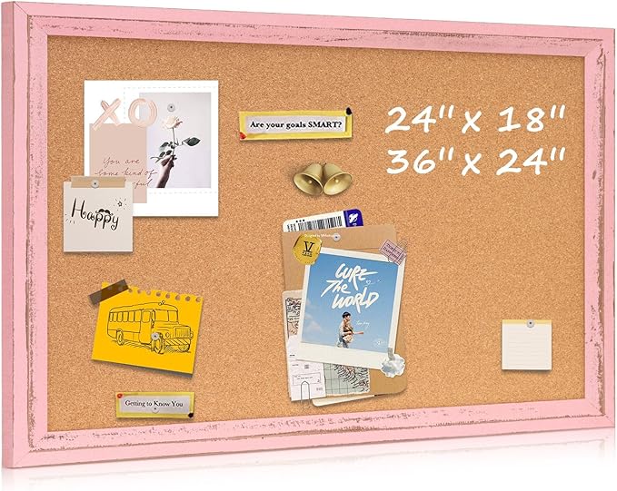 Cork Bulletin Board, Hanging Pin Board Tack Board by QUEENLINK