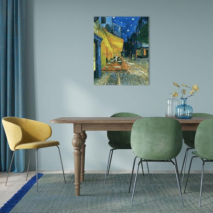Van Gogh Canvas Wall Art: Café Terrace at Night Oil Painting Picture - Image 4