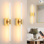 Morauroral 30 Inch White Gold Battery Operated Wall Sconces Set of 2, Dimmable by Morauroral
