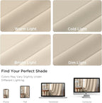 CUCRAF Light Beige Blackout Curtains 54 inch Length 2 Panels Set, Rod Pocket - Image 4