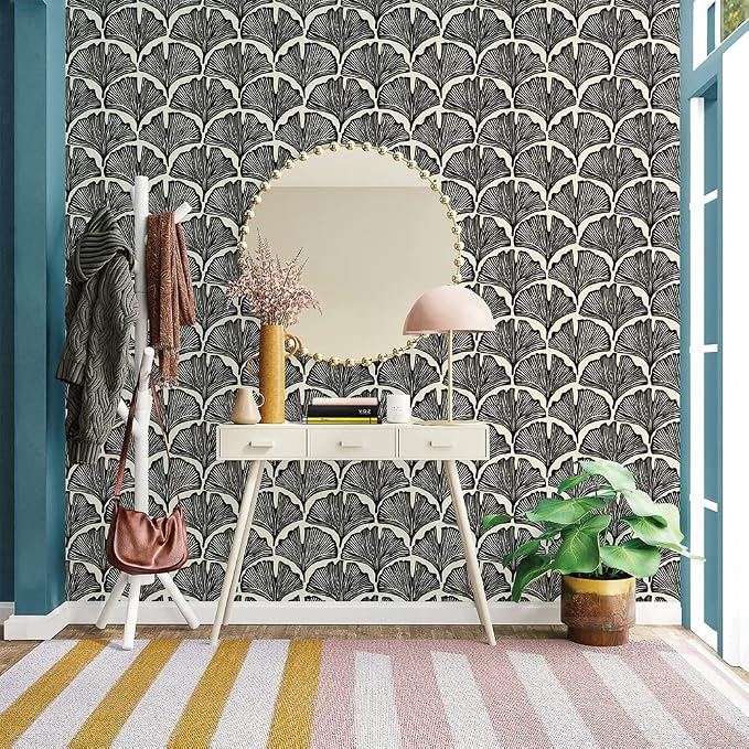 Tempaper x Novogratz Zebra Black Feather Palm Removable Peel and Stick Wallpaper - Image 4