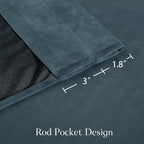 NICETOWN Slate Blue Blackout Velvet 108 inches Long Curtains - Image 2