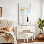 42x24 Silver Bathroom Mirror, Brushed Silver Rectangular Mirror - Image 4