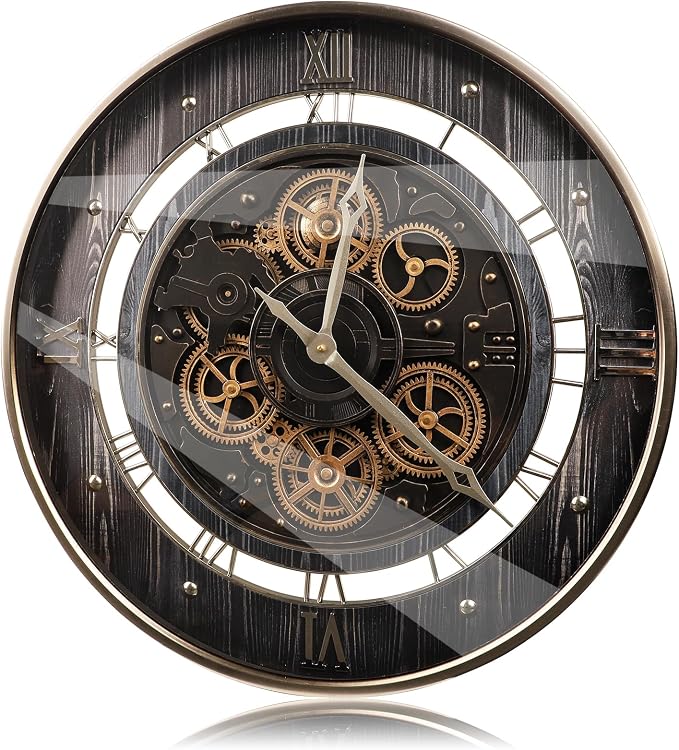 HOIBAI Wall Clock, 24 Inch Moving Gears Clock Large Wall Clock - Image 2