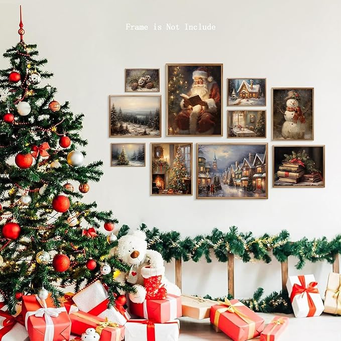 Vodefoad Christmas Gallery Wall SET of 10 Vintage Christmas Wall Art Retro - Image 6