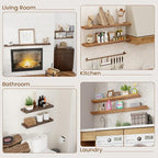 Floating Shelves for Wall Decor, Rustic Solid Elm Wood Live Edge Floating - Image 7