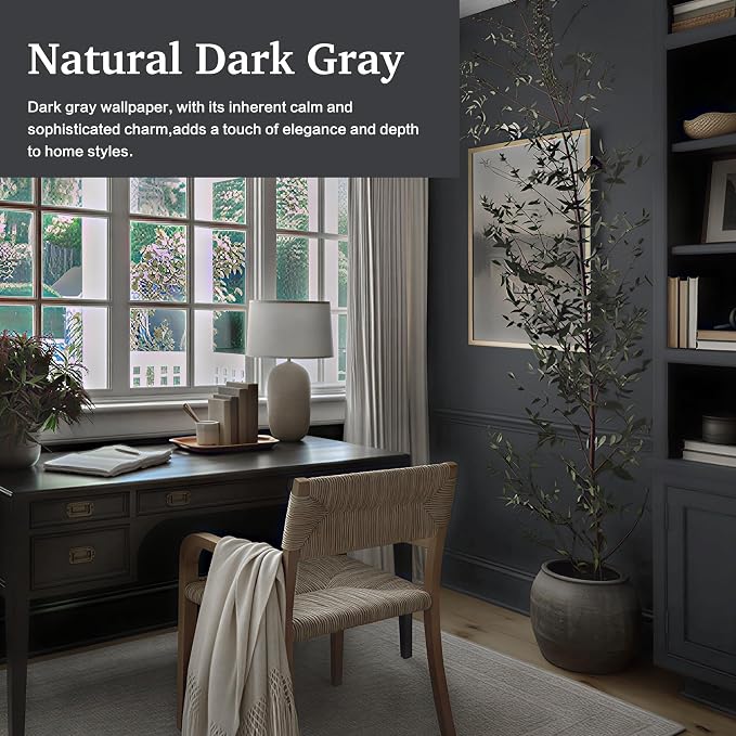 Dimoon 17.7''x118'' Peel and Stick Wallpaper Dark Grey Contact Paper - Image 7