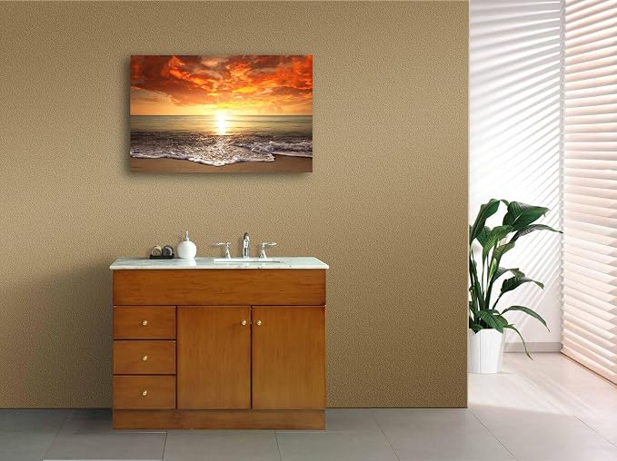 Baisuart-S0169 Canvas Prints Wall Art Sunset Ocean Beach Pictures Photo - Image 4