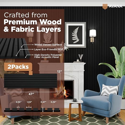 Avana Acoustic Wood Wall Panels – 47.2 X 12.6 Inch Black Oak Acoustic Panels 1 - Image 4
