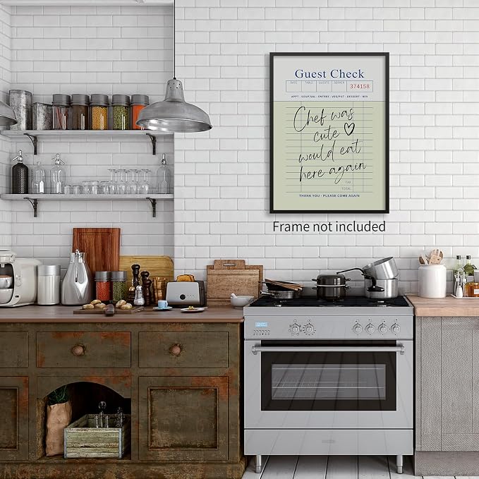 Trendy Kitchen Wall Art Guest Check Prints Chef Was Cute Would Eat Here Again - Image 5