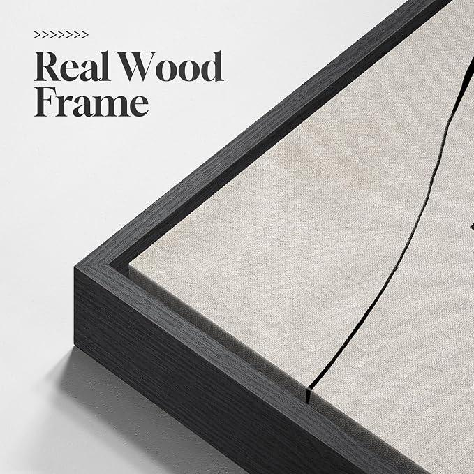 Framed Modern Black and White Neutral Abstract Wall Art, Contemporary - Image 3