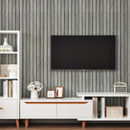Grey Wood Grain Slat Panels for Interior Wall Decor 197"x23.6" Peel and Stick - Image 2