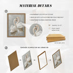 Framed White Swan Canvas Wall Art – Vintage Romantic Swan Oil Painting - Image 5