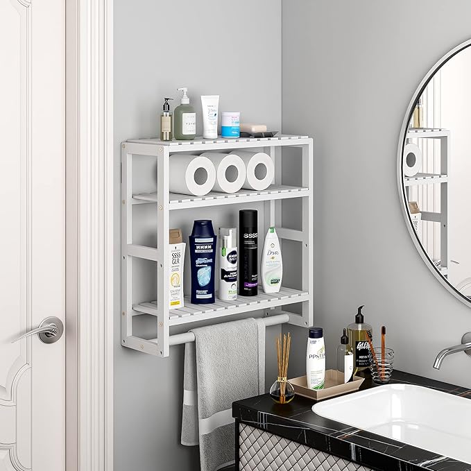 Galood Over The Toilet Storage Bathroom Shelves Wall Mounted 3 Tier Space Saver - Image 3