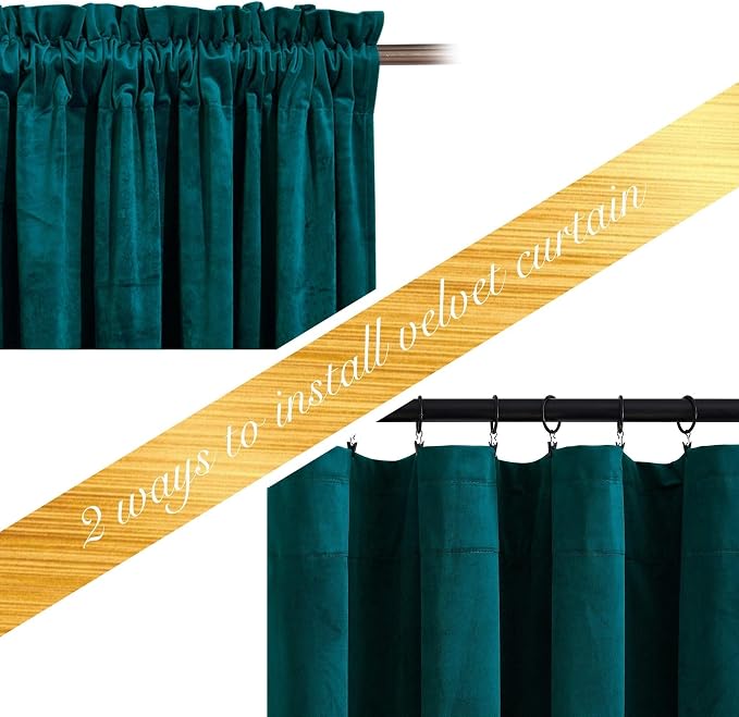 NICETOWN Thick Teal Velvet Curtains - Image 4