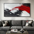 Extra Large Framed Red Black and White Abstract Wall Art by Cuspin