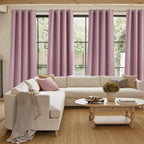 NICETOWN Pink Faux Linen Room Darkening Rod Pocket Curtains 63 inch Length - Image 4