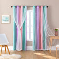 XiDi Curtains for Bedroom Decor, RainbowPink Purple Green 42/84/1 by Addsomecolortolife