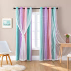 XiDi Curtains for Bedroom Decor, RainbowPink Purple Green 42/84/1 by Addsomecolortolife