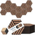 Mollywell Acoustic Panels, PVC Wood-Grain, 14x12 Inch Hexagon Carved Sound by Mollywell