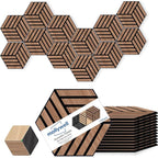 Mollywell Acoustic Panels, PVC Wood-Grain, 14x12 Inch Hexagon Carved Sound by Mollywell