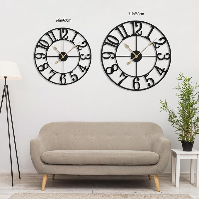LEIKE 31 Inch Extra Large Wall Clock, Retro Decorative Oversized Silent Little - Image 4
