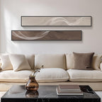 Large Framed Long Narrow Vertical Neutral Abstract Wall Art Set of 2, - Image 5