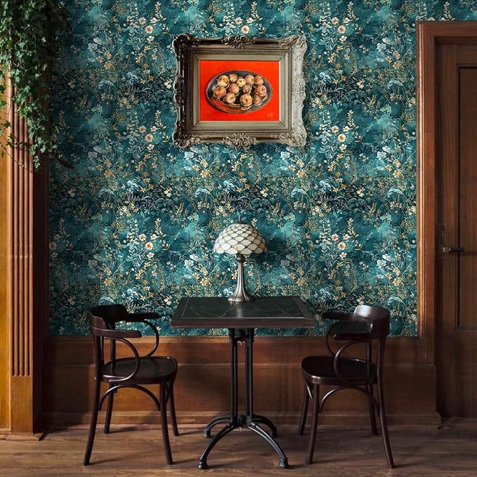Floral Peel and Stick Wallpaper Green Flower Contact Paper 17.3inch x 393.7inch - Image 5