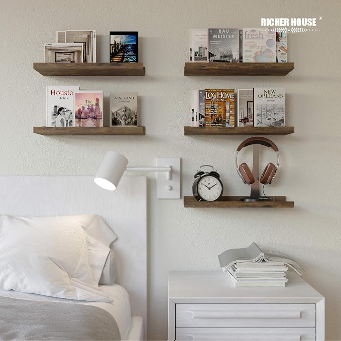 RICHER HOUSE 8 Set Floating Wall Mounted Shelves, Nursery Hanging Book Shelves - Image 6