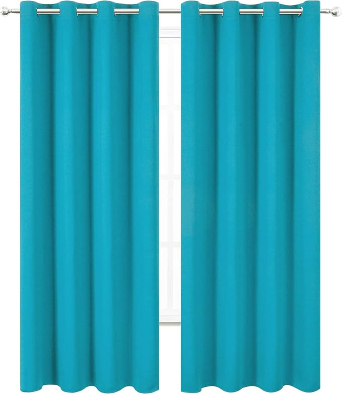 LEMOMO Teal Thermal Blackout Curtains/52 x 95 Inch/Set of 2 Panels Room - Image 2