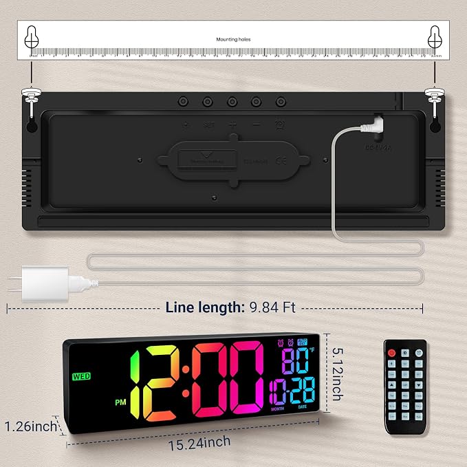 16.5" Large Digital Wall Clock - Image 3