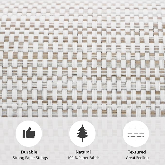 Ansehan Grasscloth Textured Wallcovering W1311 Oxford, Non Prepasted Natural - Image 6