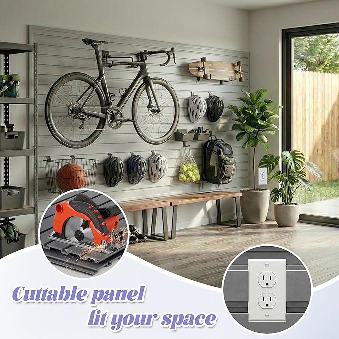 SMARTSTANDARD Heavy Duty PVC Slatwall Panels 4x8 ft, Interlocking Garage Wall - Image 6