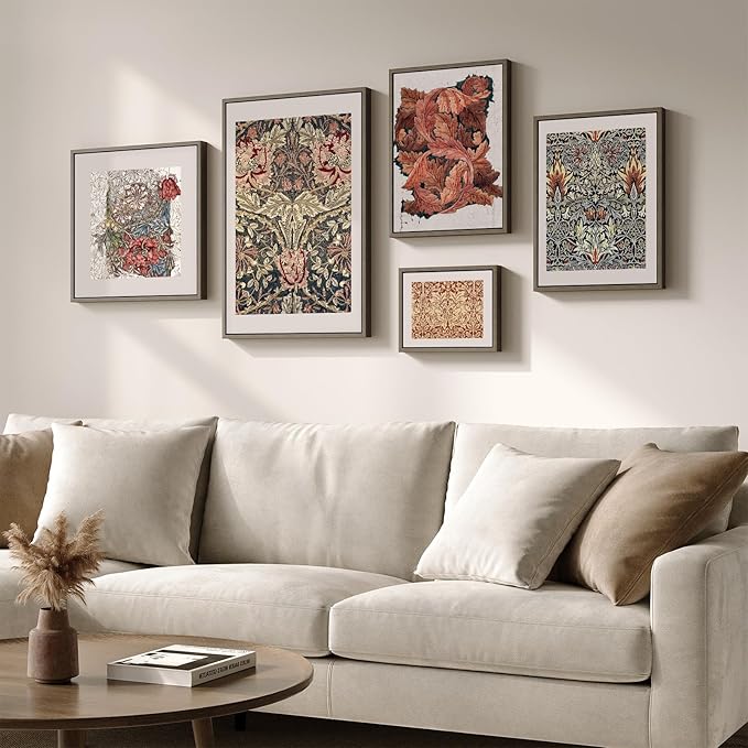 Framed William Morris Gallery Wall Art Set of 5, Vintage Colorful Botanical - Image 2