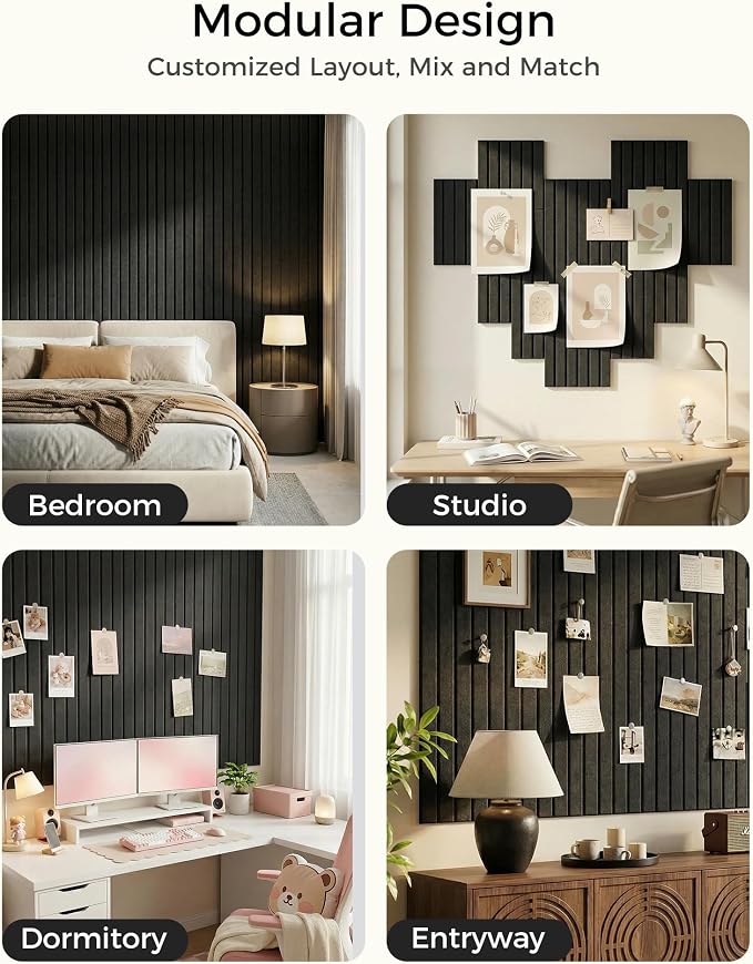 Aothia 12-Pack Felt Bulletin Board Tiles 48"x36", Modular Pin Board - Image 4