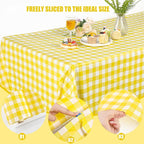 Kochorie 54 Inch x 300 Ft Light Yellow Checkered Plastic Table Cloth Roll - Image 4