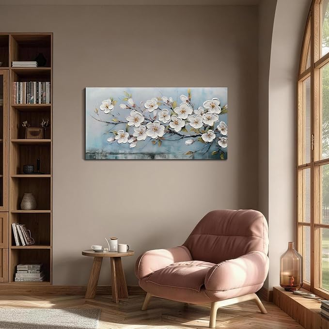 Anolyfi White Textured Flowers Wall Art - Image 2
