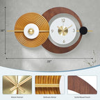 Wall Clock Modern Battery Operated Big Clocks Metal and Wooden Nordic Style - Image 2