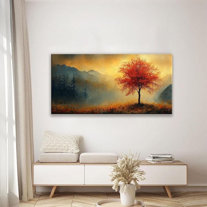 Suconvng Modern Wall Art For Living Room Painting Modern Gold Landscape Canvas - Image 2