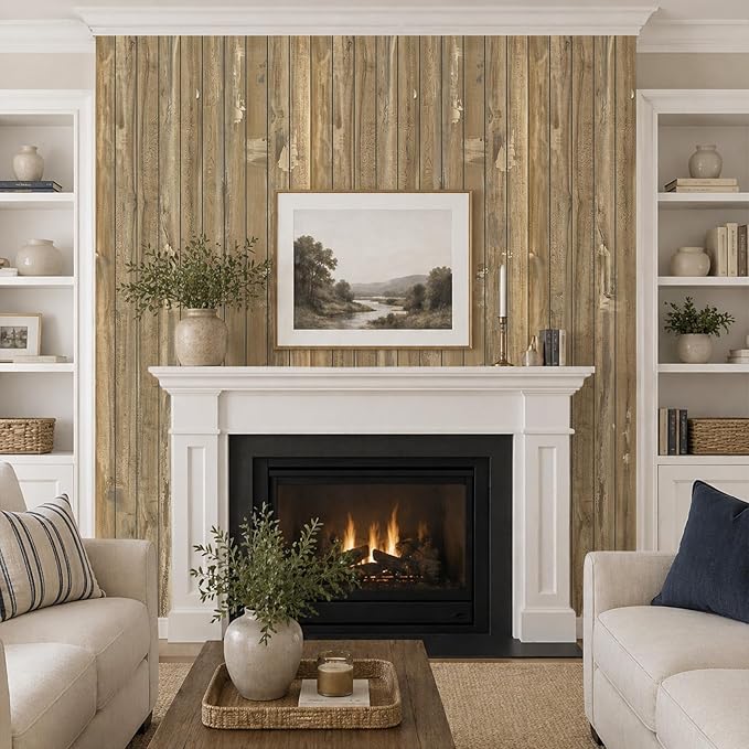 VEELIKE Weathered Wood Slat Wall Panels Peel and Stick Reclaimed Wood Grain - Image 4