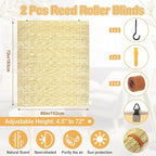 DoubleFill 2 Pcs Bamboo Shades Outdoor Reed Roll up Blinds 60" W x 72" H - Image 2