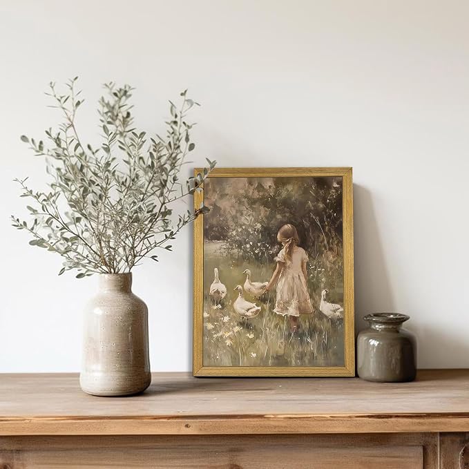 Wood Framed Canvas Wall Art, Vintage Girl - Image 6