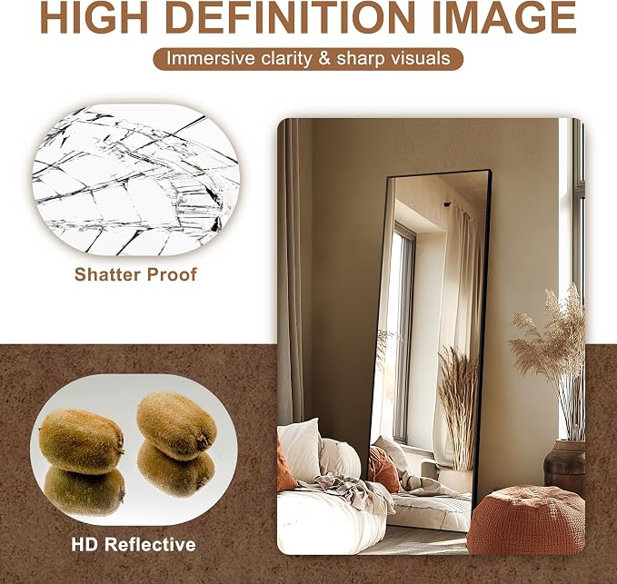 Delma Full Length Standing Mirror, Large Floor Mirror - Image 4