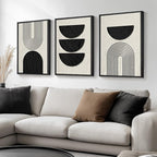 Framed Boho Wall Art for Living Room, Large 3 Piece Neutral Geometric Black and by Cuspin
